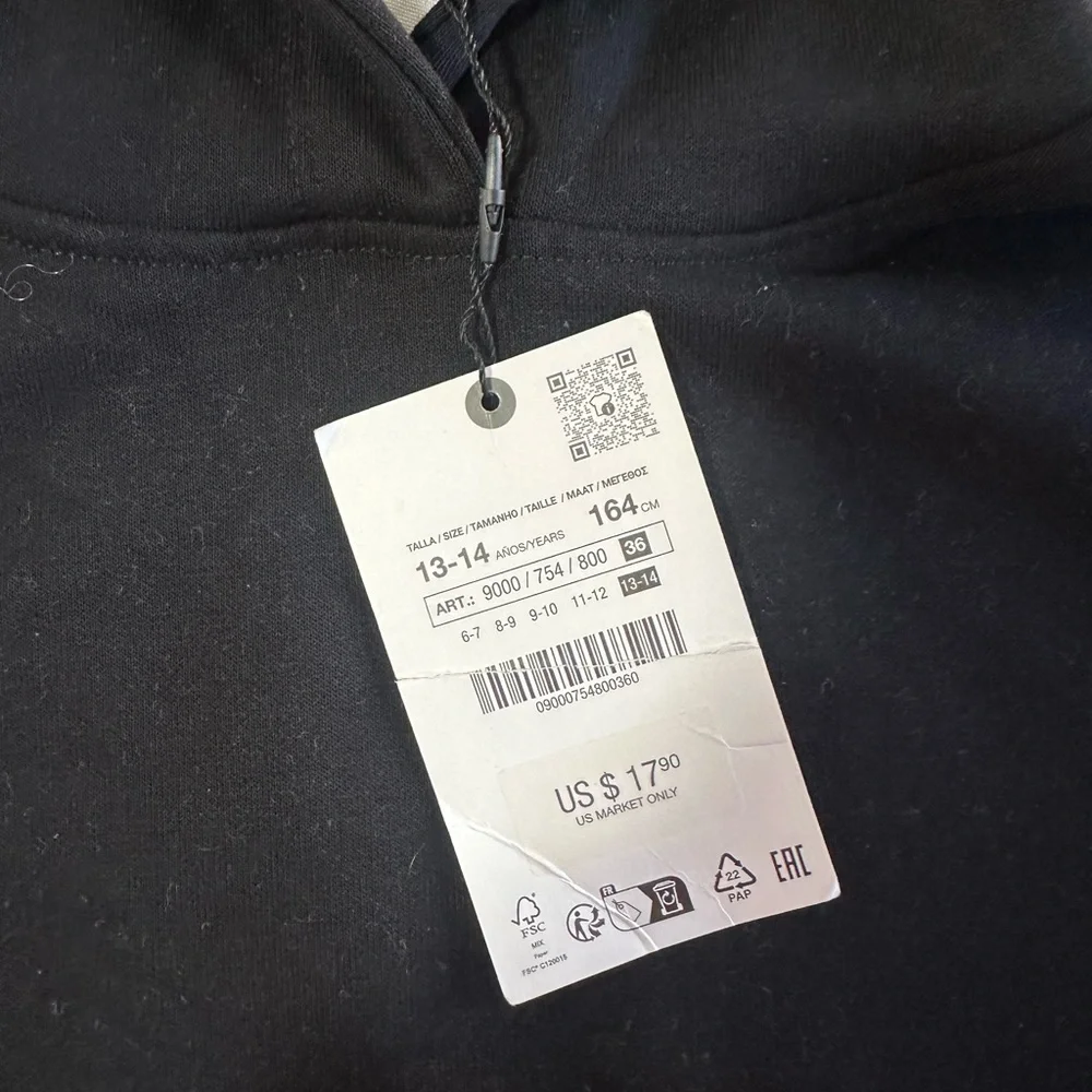 Zara Girls Black Cropped Hoodie - Picture 2 of 4